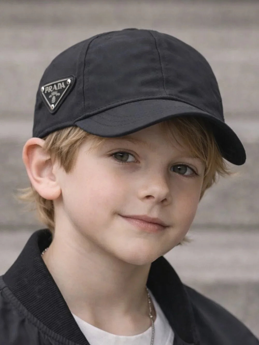 Kids Black Nylon Baseball Cap Size M Triangle Patch Adjustable Hat
